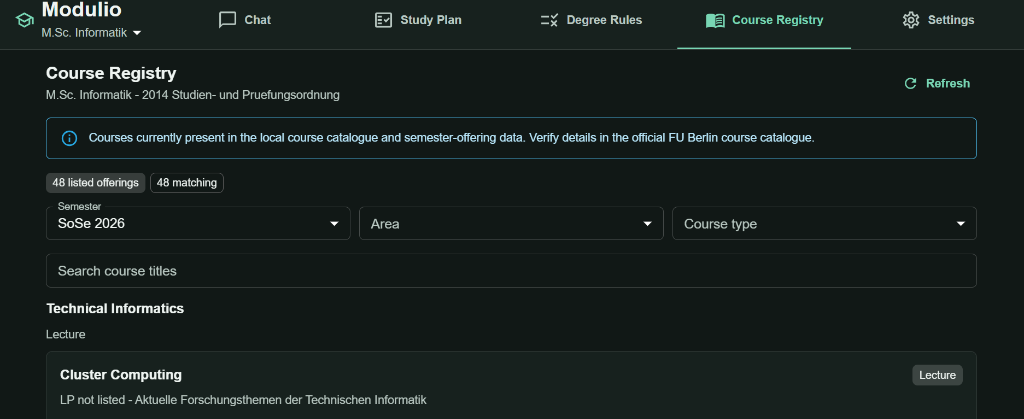 cs-modulio course registry